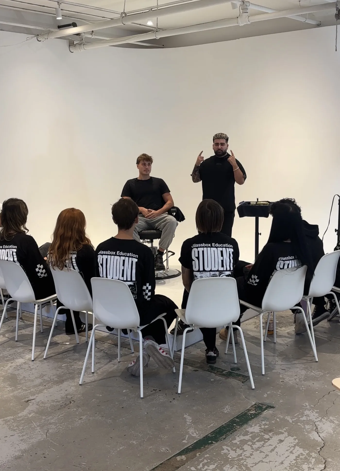 Ethan Quintela teaching a class at the Glassbox Institute